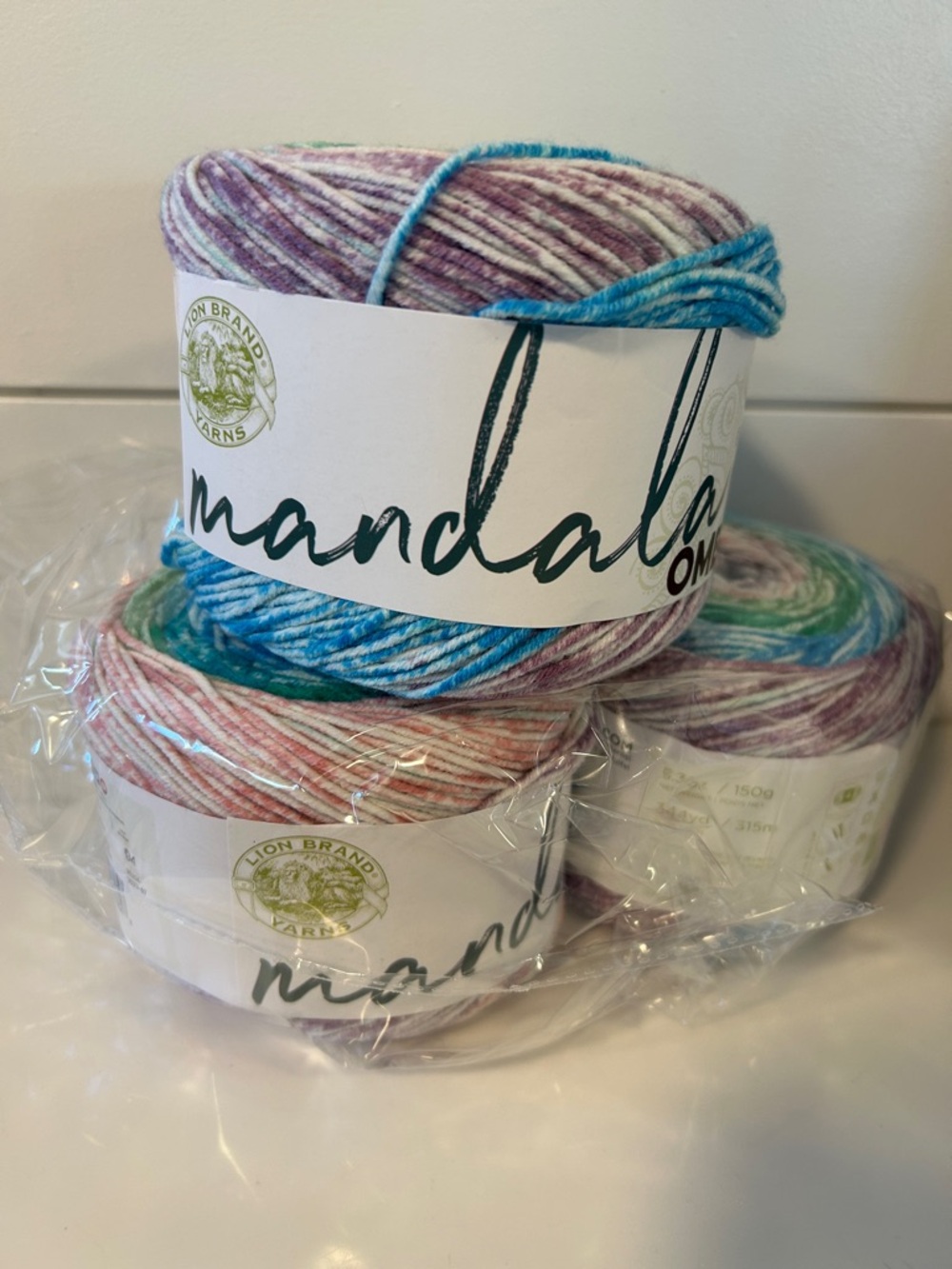 3 Lion Brand Mandala Ombre Gradient Yarn - Multicolor Blue Pink Green